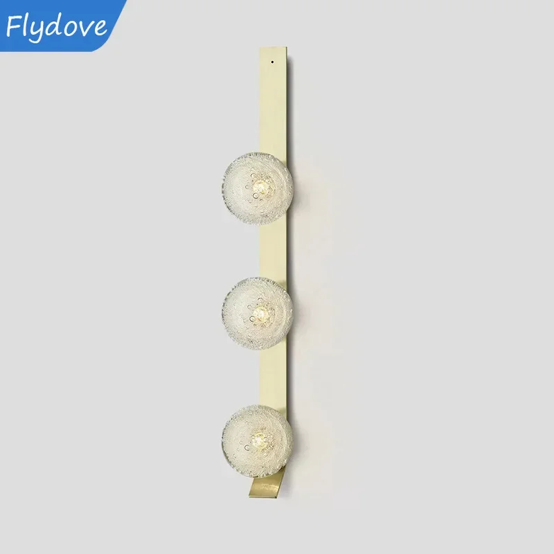 Lámpara de pared con bombilla de burbuja de cristal nórdico, candelabro de pared de Metal de lujo con luz dorada, lámpara Led para dormitorio, mesita de noche, luces para pasillo, decoración del hogar