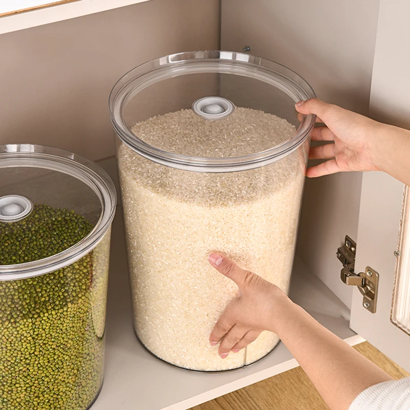 

Большая прозрачная пластиковая емкость для риса, для домашнего использования, герметичная, влагонепроницаемая, с защитой от насекомых, для хранения зерна и продуктов.