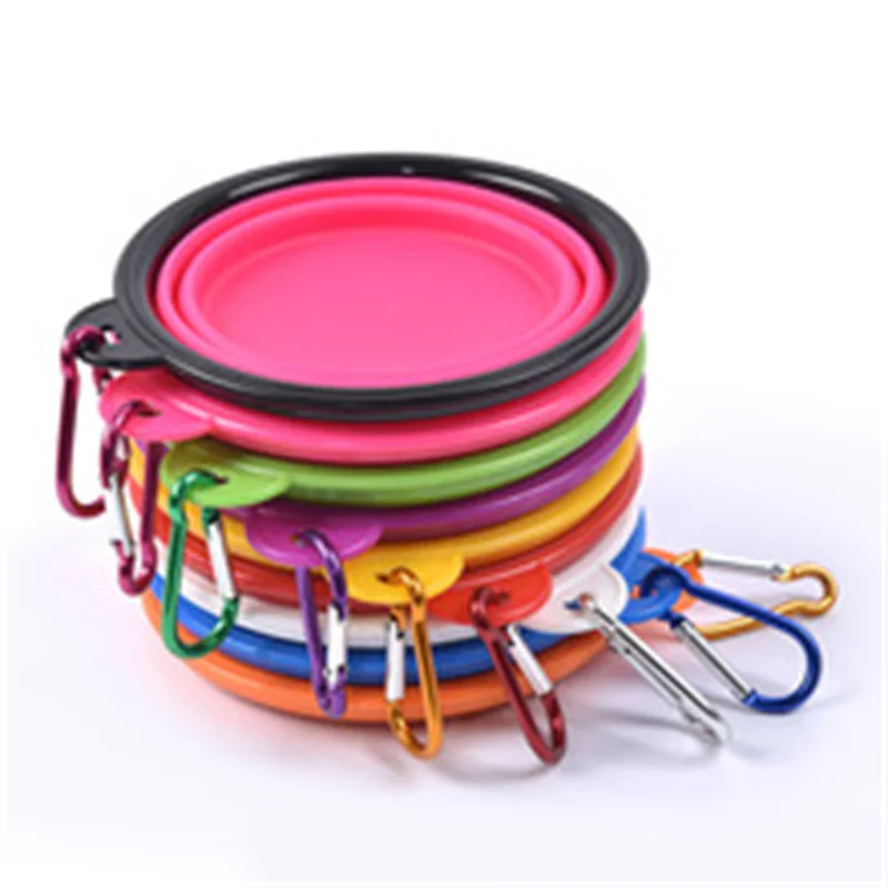 Collapsible Pet Silicone Dog Food Water Bowl Outdoor Camping Travel Portable Folding Pet Supplies Pet Bowl Dishes with Carabiner image 2