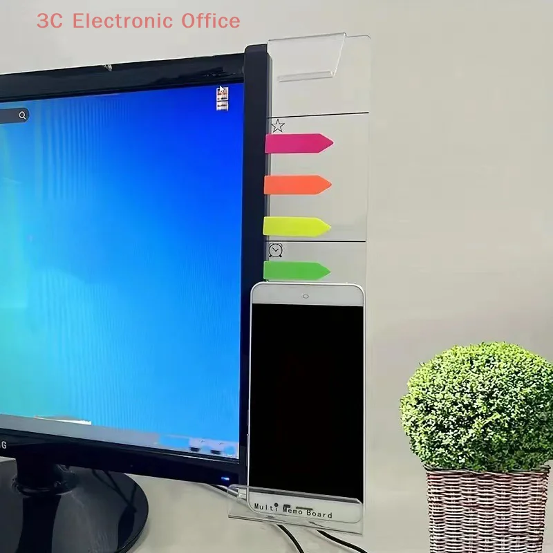 2Pcs Computer Monitor Message Board Transparent Computer Monitor Seite Panel Kreative Büro Schreibtisch Sticky Note Organizer Clip