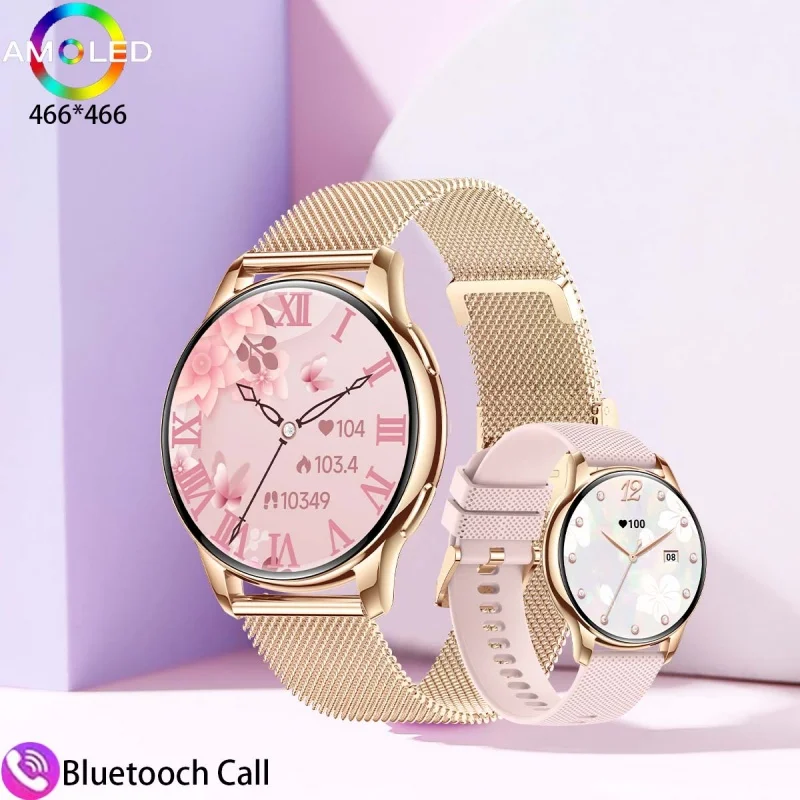 2024 New Women's Smartwatch 1.32inch 466*466 AMOLED HD Screen Bluetooth Call Motion tracking IP68 Waterproof Women's Smartwatch