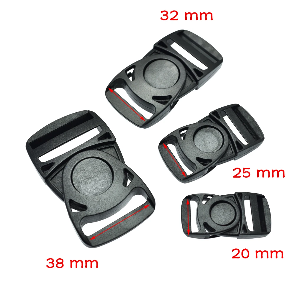 10pcs Various Sizes Black Center Release Plastic Buckle Belt Buckle for Backpack Straps Webbing Strapping