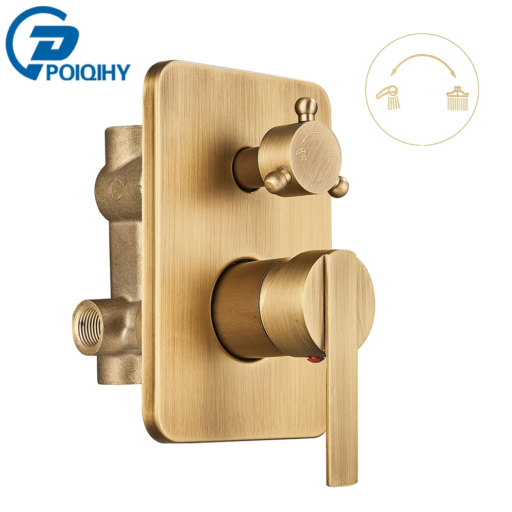 

Antique Brass Bathroom Hot Cold Bath Mixer Valve Concealed Water Control Valve Shower Control Mixer Valve 2 Ways Brass