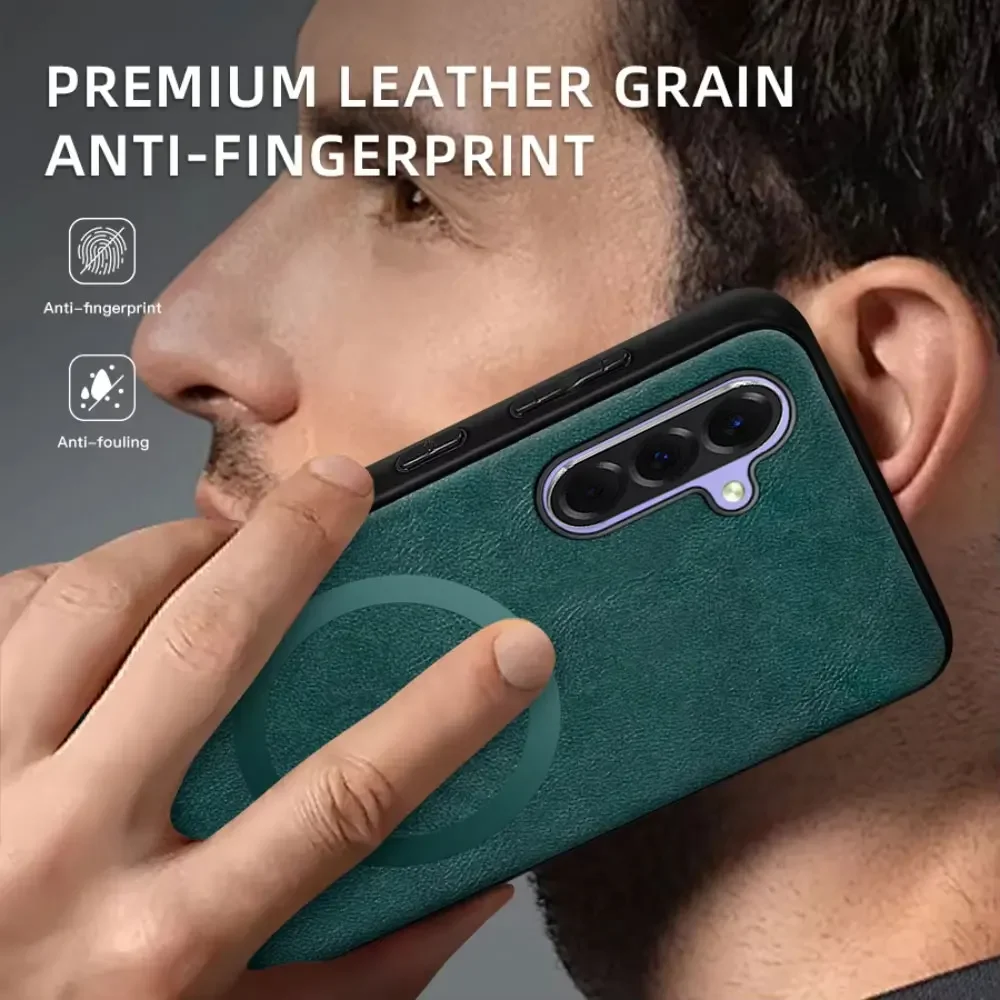 Funda de cuero para teléfono Magsafe para Samsung A56 A36 A26 A16 A55 A35 A25 A15 A54 A34 A24 A14 A53 A33 A05 A06 funda magnética para teléfono