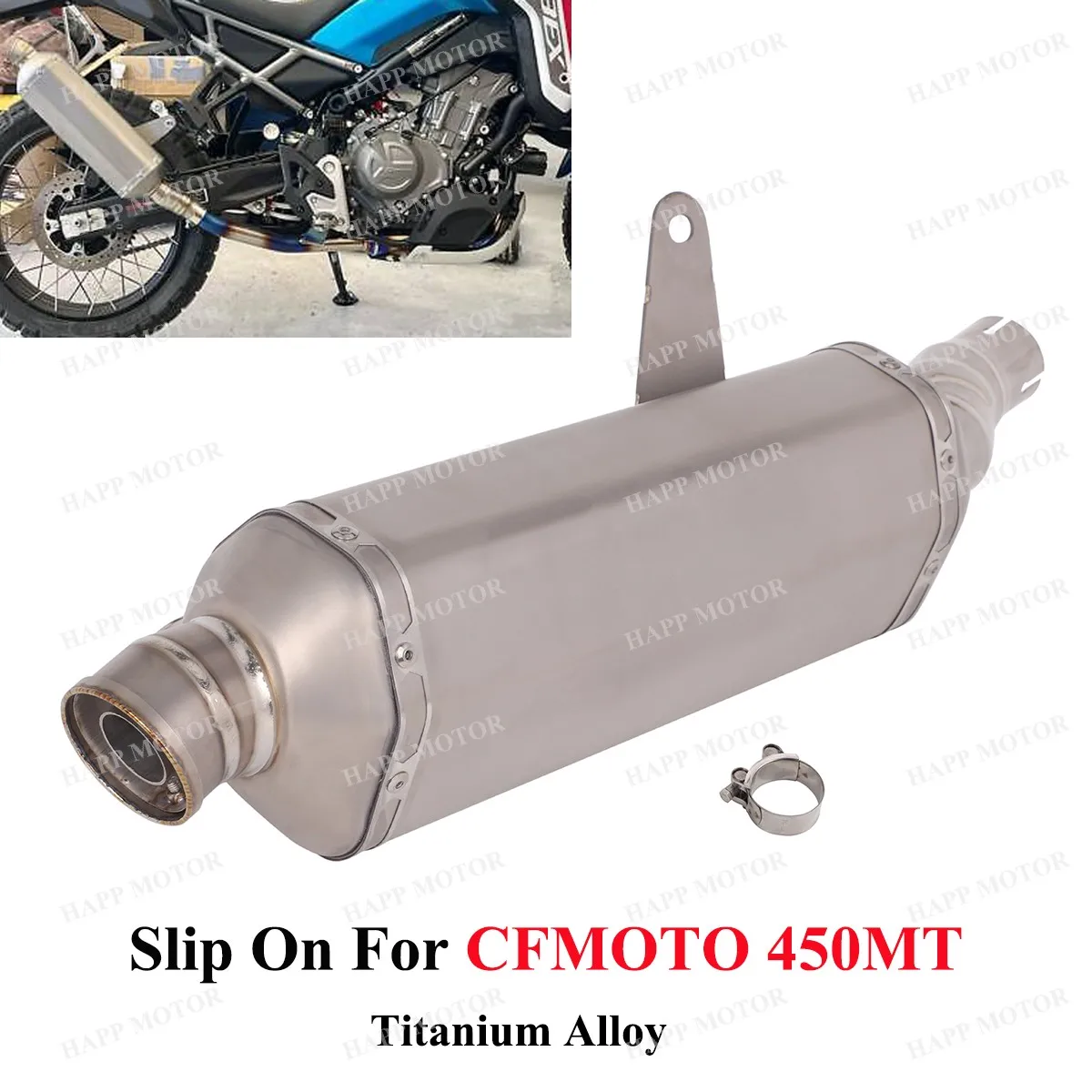 Slip On For CFMOTO 450MT All Years Motorcycle Exhaust Tail Pipe Titanium Alloy Connect Original Pipe