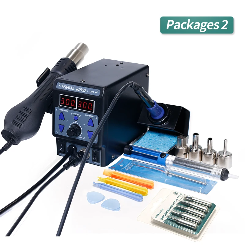 

8786D-I SMD Soldering Station Double Digital Display Cool Hot Air Gun Soldering Iron 2 in 1 Rework Station
