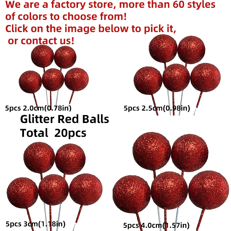 20pcs/Lot Glitter Balls Pearlescent Color Balls Cake Toppers 2-4cm Sizes Ball for Kids Birthday Party Cake Decorations Wedding