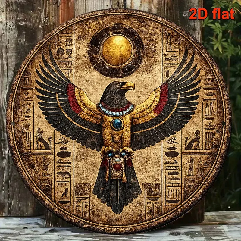 CIFBUY Vintage Egyptian Horus Sun God Ra Aluminum Wall Art Waterproof Durable Metal Sign Decorative Plaque for Living Room Study