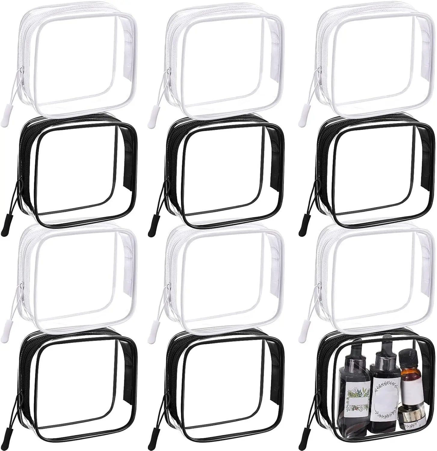

12Pcs Clear Cosmetic Makeup Bags with Zipper Tsa Approved Toiletry Bag for Travel Transparent PVC Waterproof Carry Pouches