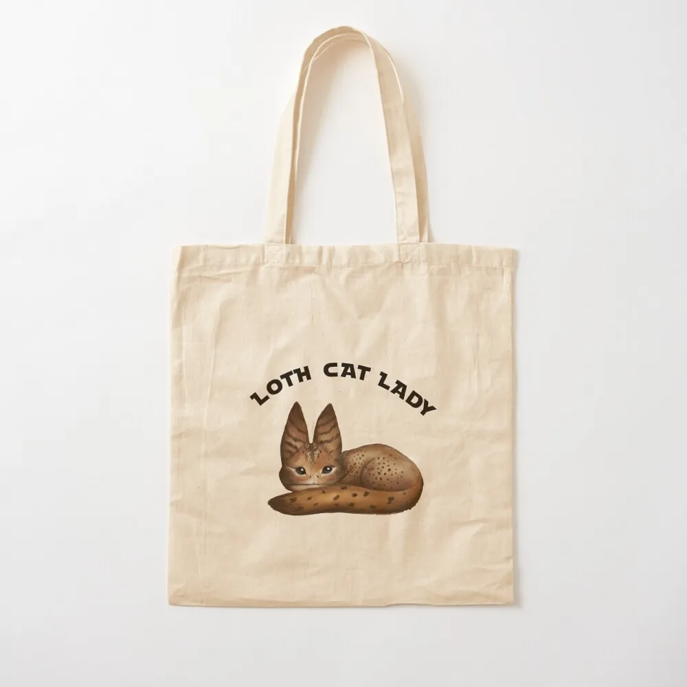 

Loth Cat Lady Illustration Tote Bag shopping bags foldable Canvas bag for women shopping trolley bag Lady Canvas Tote