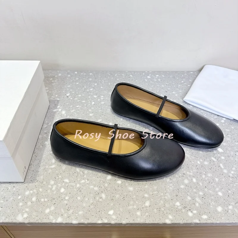 

Niche New Style Round Toe Flat Ballet Shoes Exquisite Elastic Band Slip On Comfort Single Shoes Everyday Versatile Casual Shoes