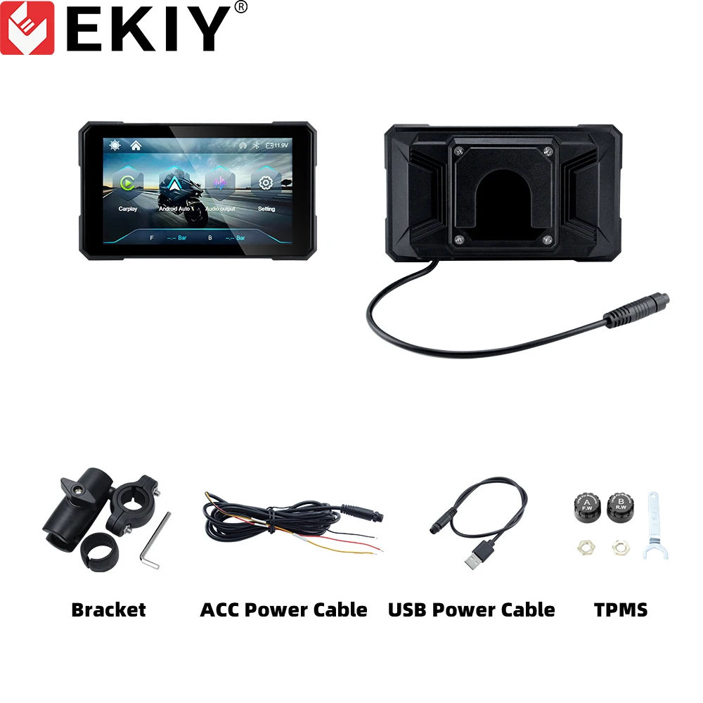 EKIY 5,0 inch draadloze CarPlay Moto Android Auto draagbare digitale motorfiets dashboard GPS-navigatie verwijderbaar scherm - afbeelding 1