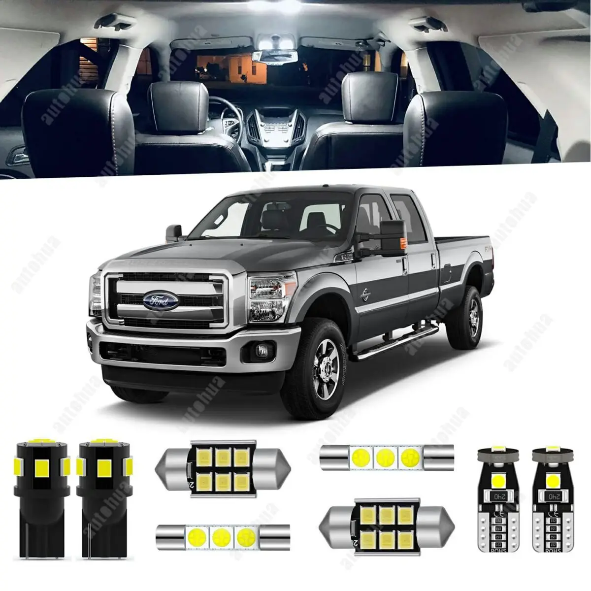 

LED Interior Lights For Ford F-250 F-350 1999-2016 White 6000K LED Lighting 23Pcs