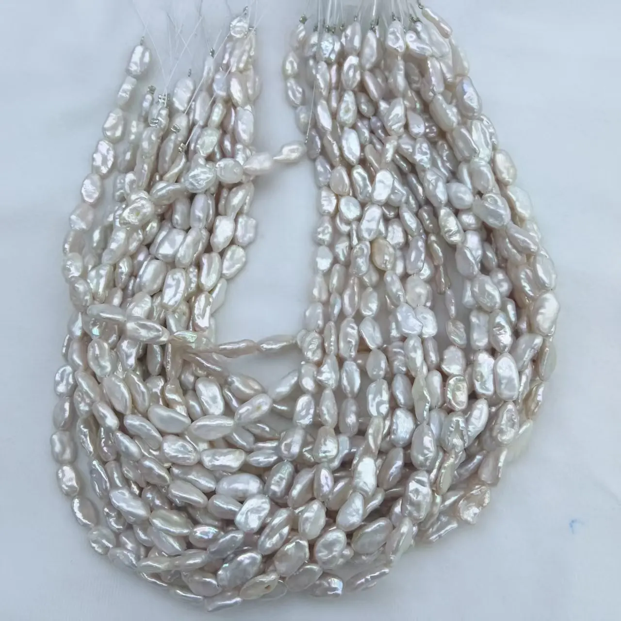 

AAA BIWA KESHI BAROQUE Freshwater Pearl Beads Strand 8x14mm Noodle Shape Width 14-25mm Length for DIY Jewelry Making