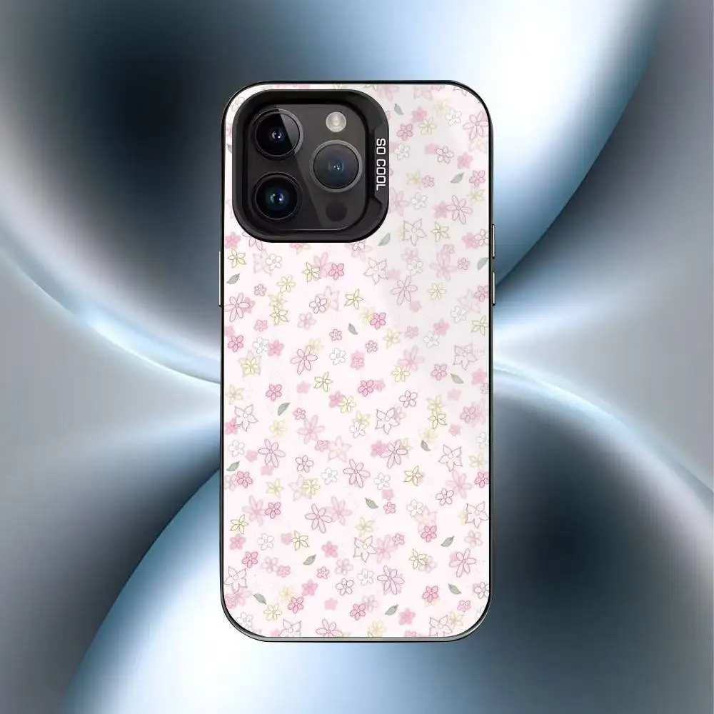 Petite coque de téléphone à imprimé floral F pour iPhone17,16,15,14,13,12,11 Plus,Pro Max, noir bonbon, mat, antichoc