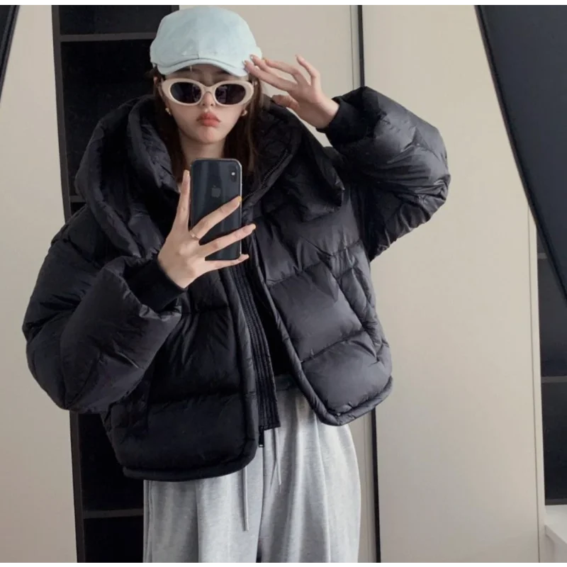 レディース フード付きダウンジャケット 2025 秋冬新作 ショート丈 厚手 カジュアル おしゃれ 多用途 アウター