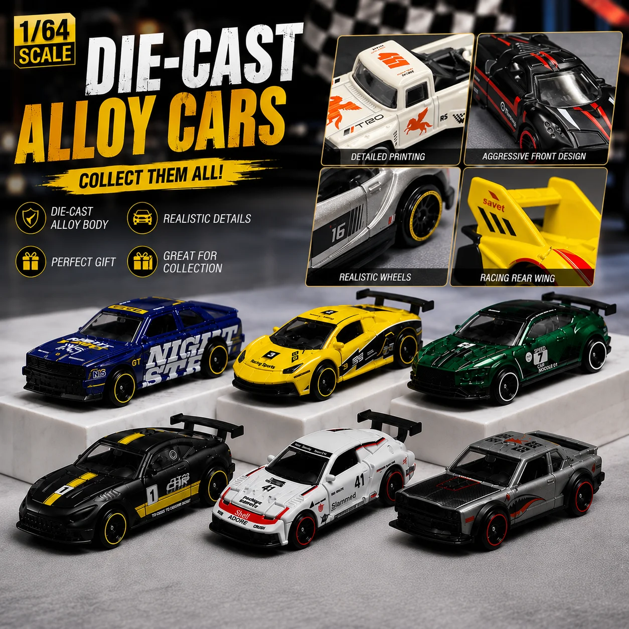 1/64 Diecast Alloy Car Model Random Style Mini Vehicle Toy For Collection Gift Home Desktop Decoration For Kids And Collectors