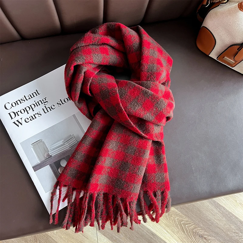 

Winter Women Lattice Imitation Cashmere Scarf Autumn Winter Thick Warm Wild Scarves Shawl Men Blankets Poncho Echarpe Stole