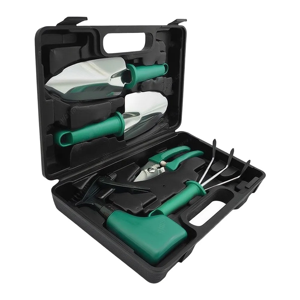 5 Piece Stainless Steel Gardening Tool Set With Trowel Pruning Shears For Indoor Outdoor Plant Care Hand Tools Kit Green Black