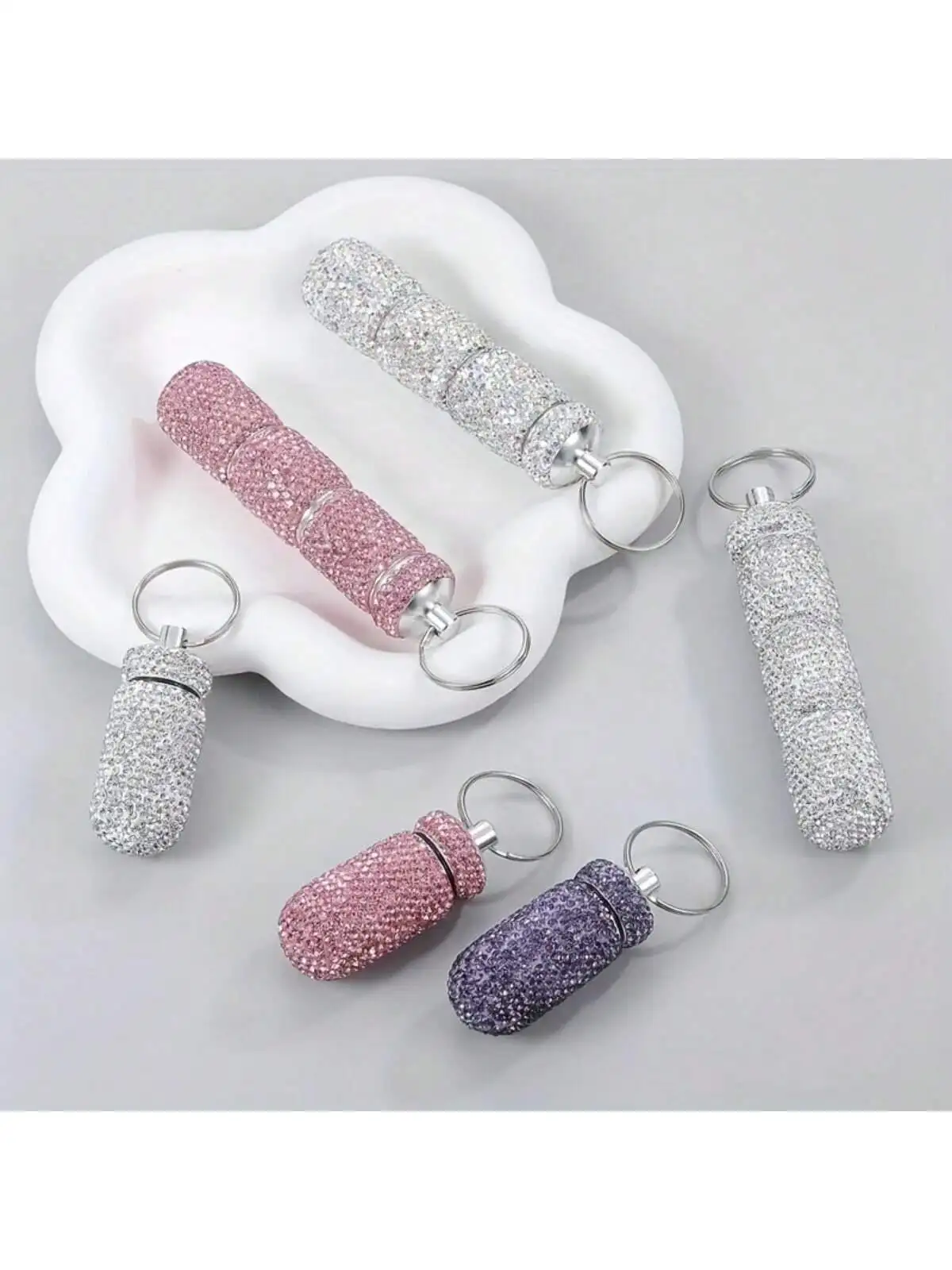 

Black Friday Pill Case Portable Travel Pill Container Bottle Rhinestone Waterproof Small Pill Holder With Keychain Cute Mini Pil