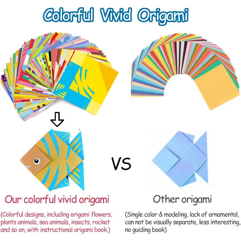 Origami Kit with 30/96 Sheets Paper & Guide Book, DIY Craft Art for Beginners Kids Children Boys Girls