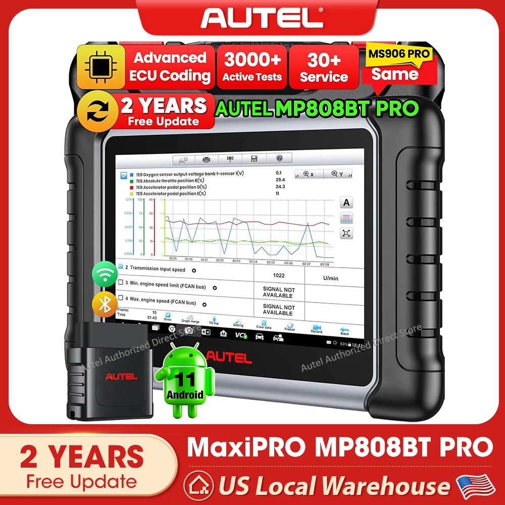 

Автосканер Autel MaxiPRO MP808BT PRO, инструмент для кодирования ЭБУ, диагностика всех систем, VAG Guided, активные тесты, 2 года бесплатных обновлений