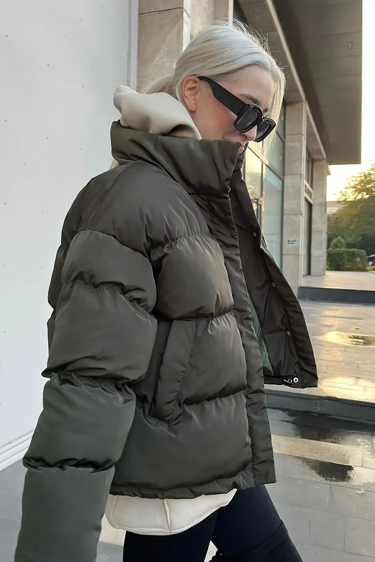 2023 Model Daily Winter Brown Oversize Basic Coat Quilted Inflatable Women's Coat Winter Clothes Inflatable Jacket Keep Warm