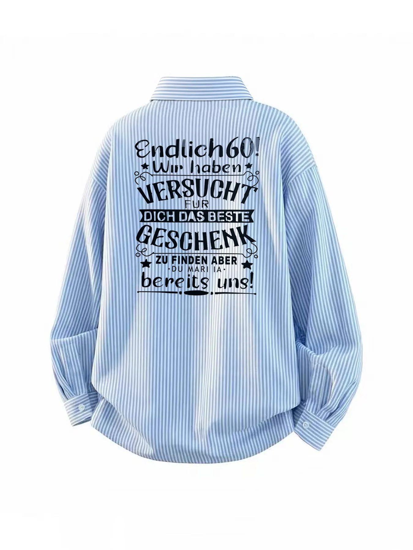 

Spring and Autumn New Simple Letter Back Slim Striped Men's Long Sleeve Casual Versatile Shirt