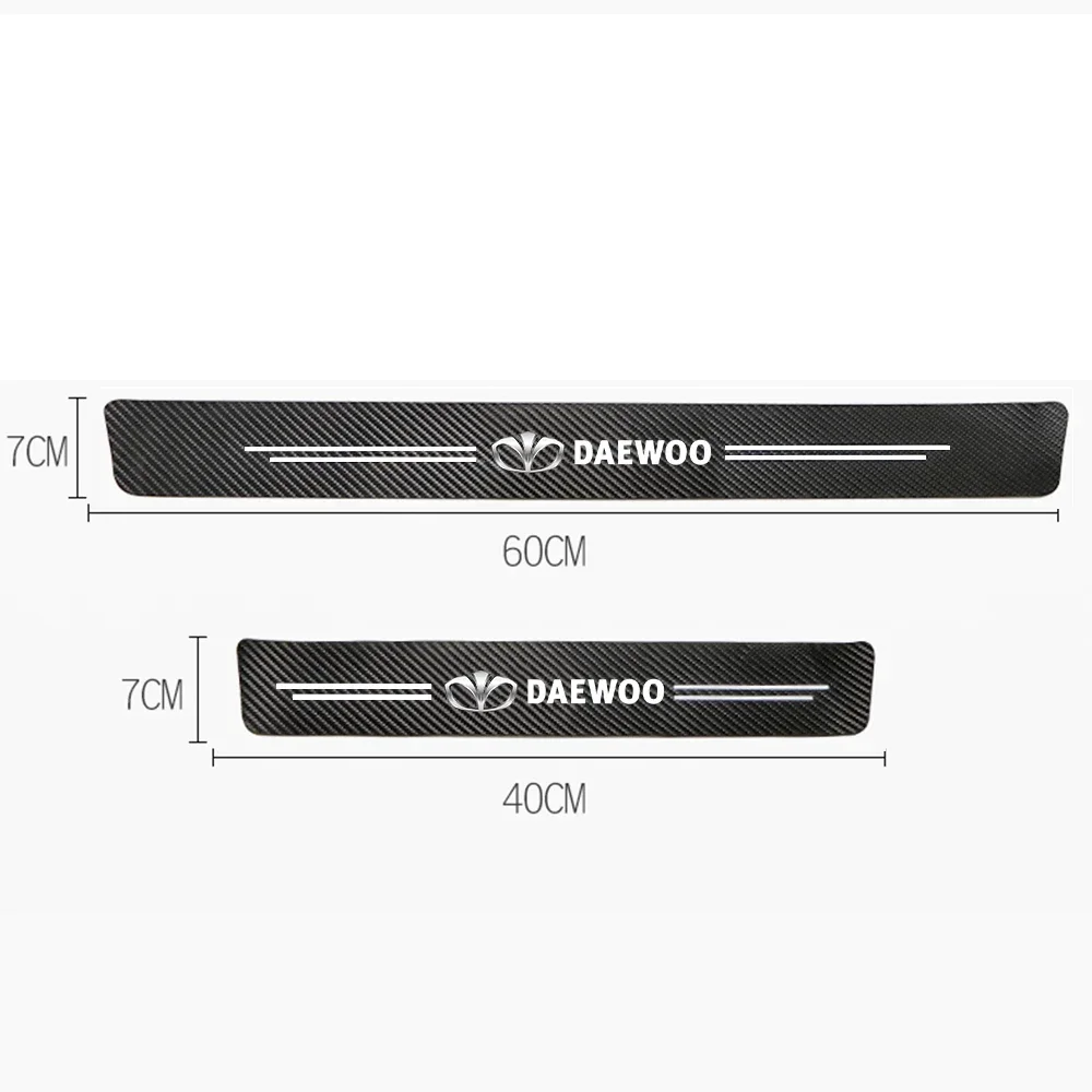 4pcs car stickers door sill strips pedals carbon fiber For Daewoo Badge Winstom Espero Nexia Matiz Lanos Nubira Lacetti Leganza