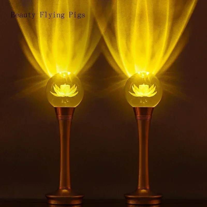 2PCS Buddhist Tools Household Buddhist Tools Interior Decoration  Simulated candlestick Blessings Exorcism and Avoidance of Evil