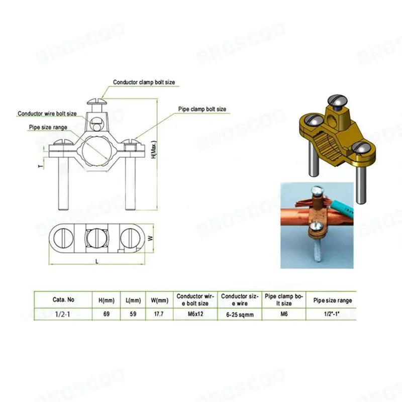 

WORTHOWN-3 шт. зажим заземления 1/2-1, фитинг для проводов, зажим для проводов из медного сплава, для склеивания заземляющего провода к водопроводу