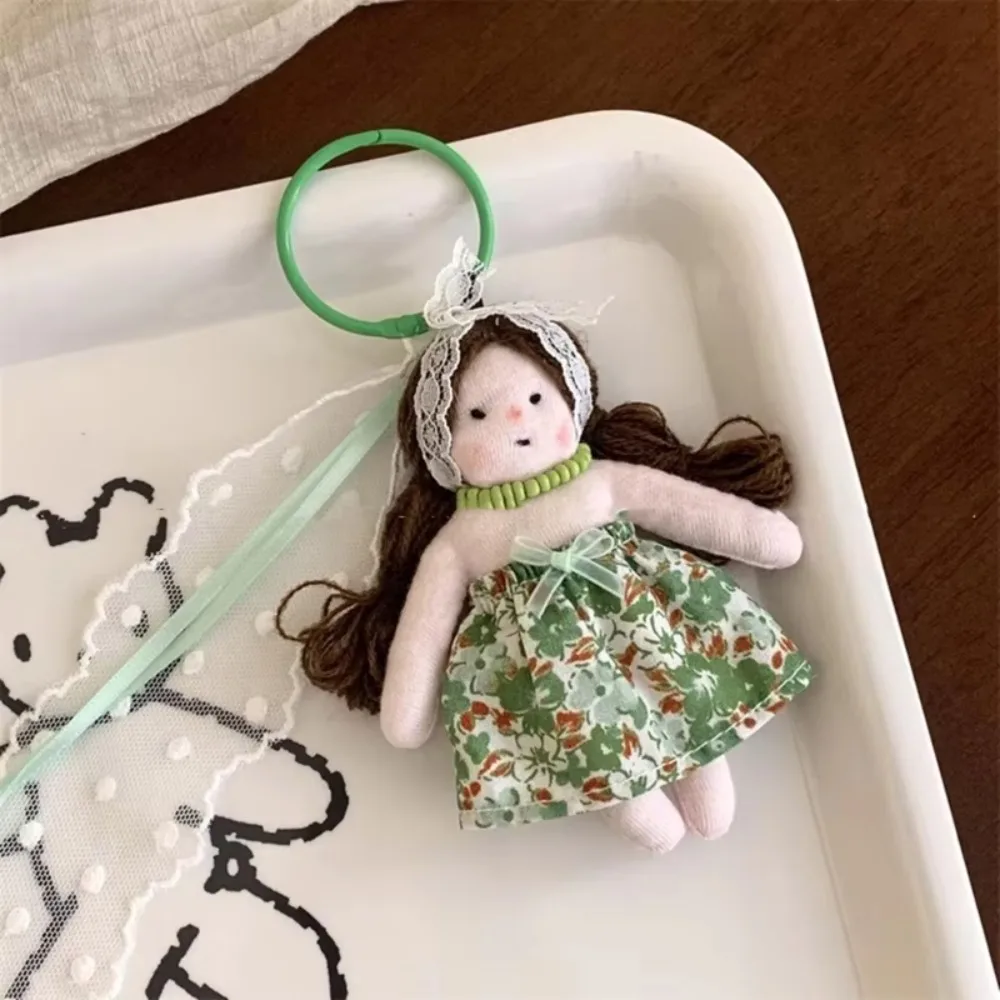Fashion Princess Girl Shaped Girl Keyrings with Lace Florals Dress Bag Ornament Girl Shaped Car Pendant Bag Bag