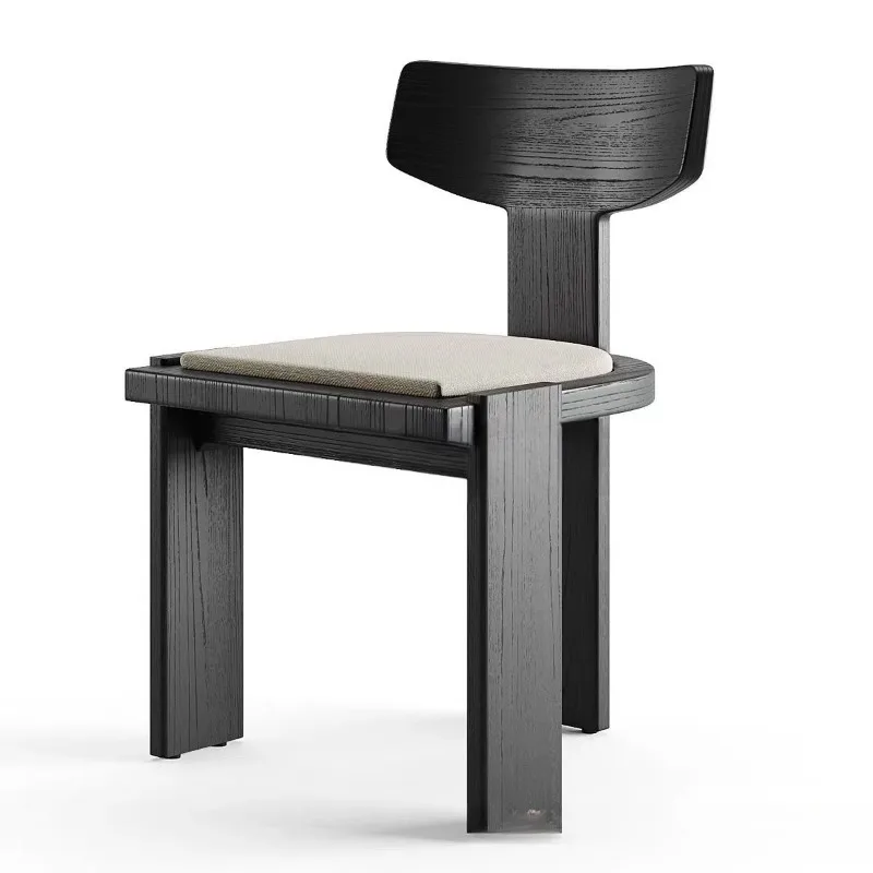 

Modern minimalist design solid wood dining chair light luxury medieval braided rattan retro wabi sabi wind casual backrest