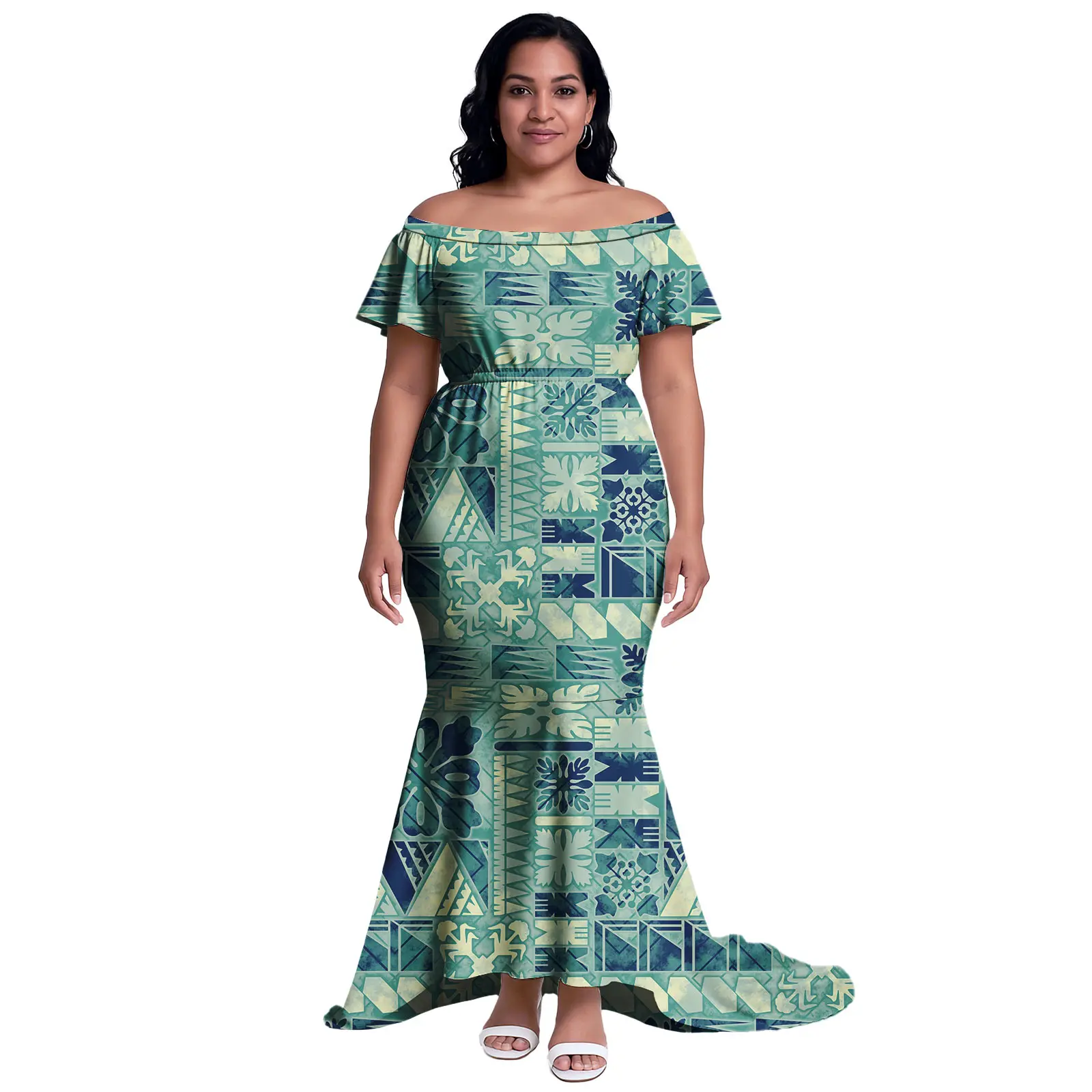 Custom High Quality Samoa Dress Polynesian Island Design Sexy One Shoulder Mermaid Elegant Plus Sizes Evening Dresses