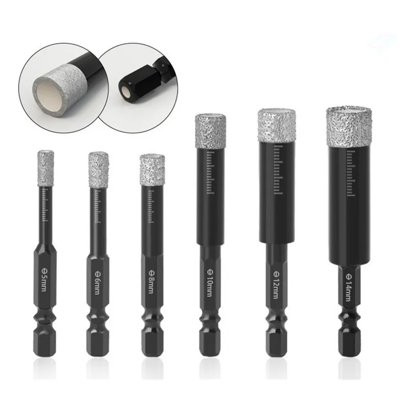 5-14mm Glass Drill Bits Hole Saw Cutter Vacuum Brazed Diamond Coated Core Hole Saw Drill Bit Ceramic Dry Bit Core Drill Bits Kit