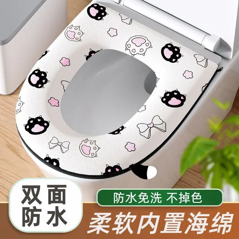 Zipper Toilet Seat Cushion Waterproof and Non-icy Butt Universal in All Seasons, Leave-in and Washable Toilet Toilet Seat Cover - view 2