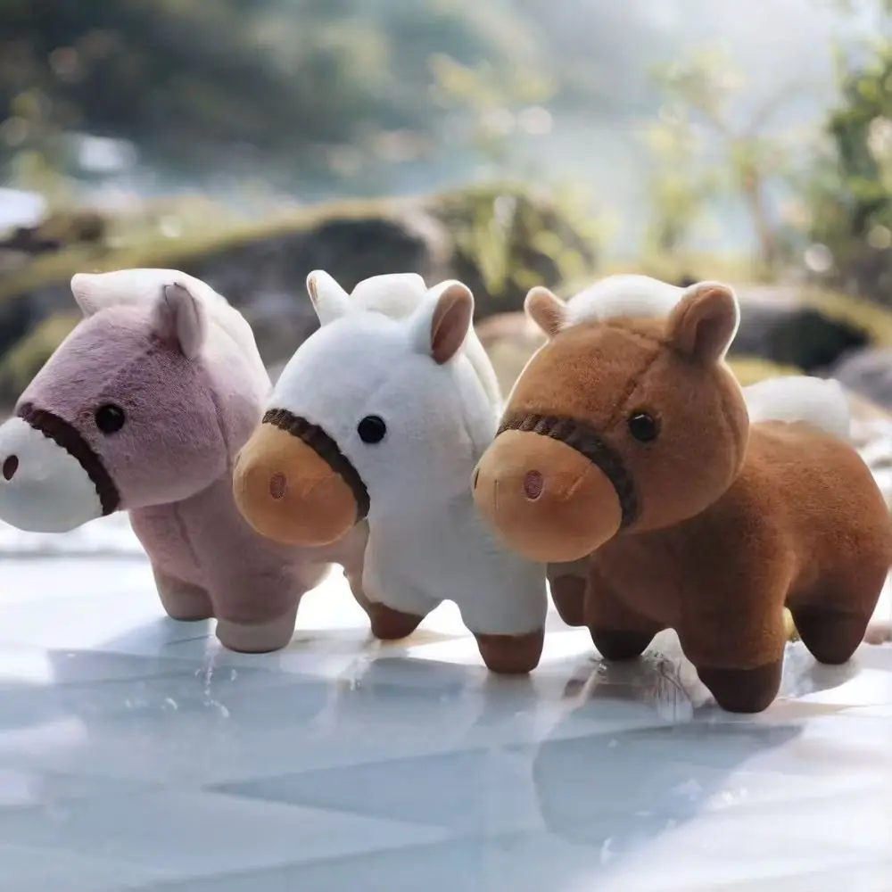 Juguetes de peluche bastante suaves y esponjosos, Pose de pie, figura de poni de estilo Kawaii, diseño de simulación, Animal relleno, decoración de escritorio
