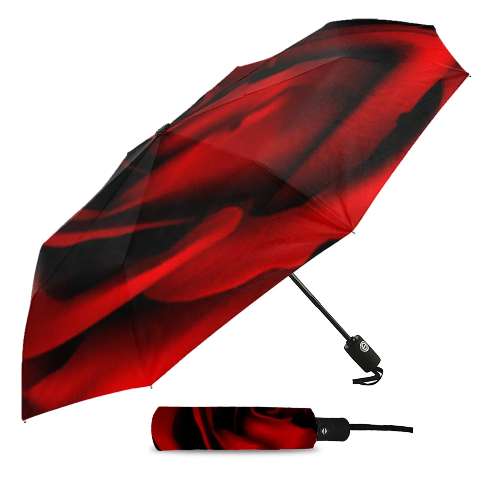 Red Rose Flower Automatic Umbrella Portable Folding Sunny and Rainy Umbrella Women Parasol Umbrella