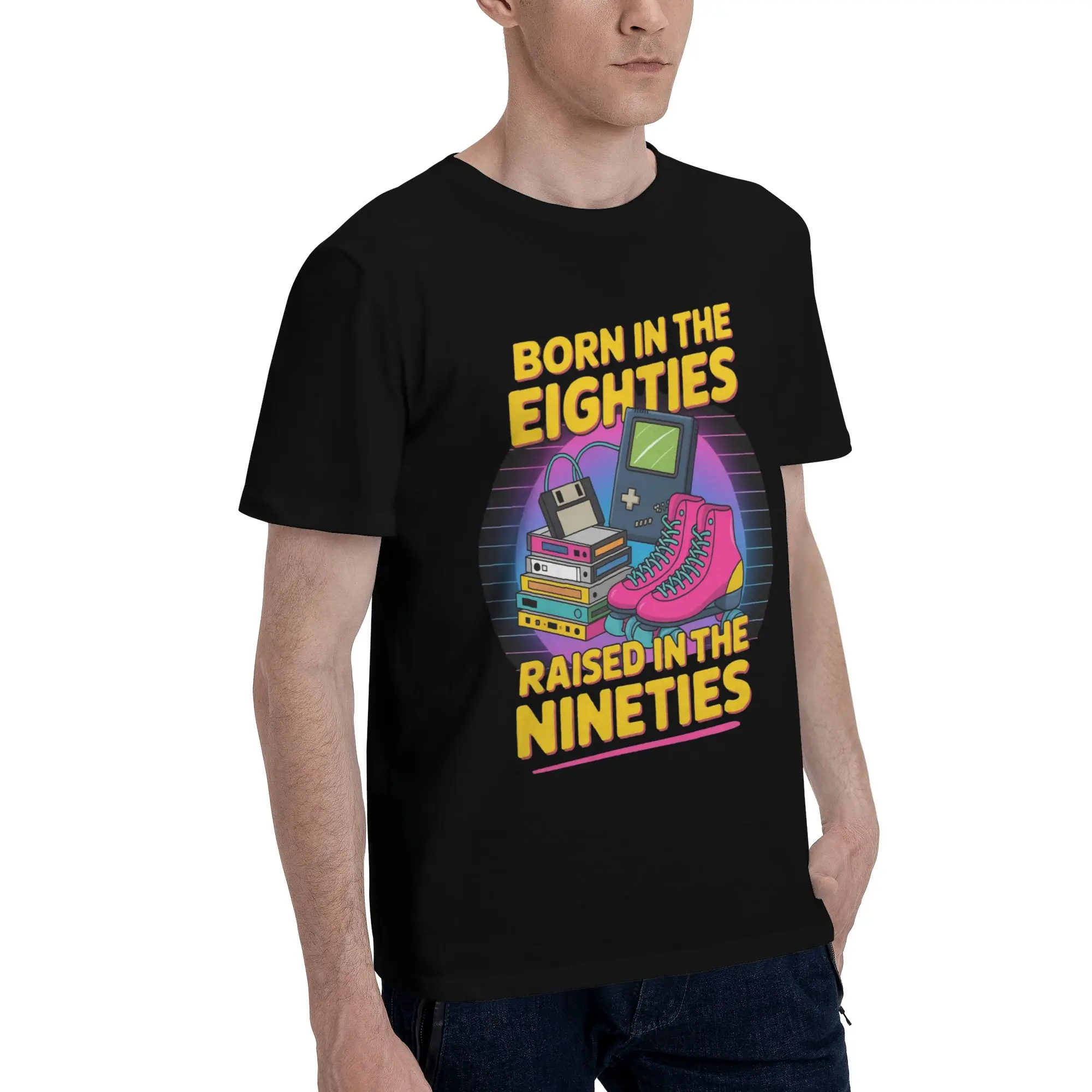 Men Women Graphic Printed Born In The 80's Raised In The 90's  Tee T Shirt 100% Cotton  T-shirts Clothing