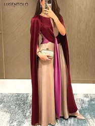 Women Shawl Elegant Jumpsuits Patchwork Party Lace Up New Middle East Fashion Lady Temperament Luxury High Waist Wide-leg Pants