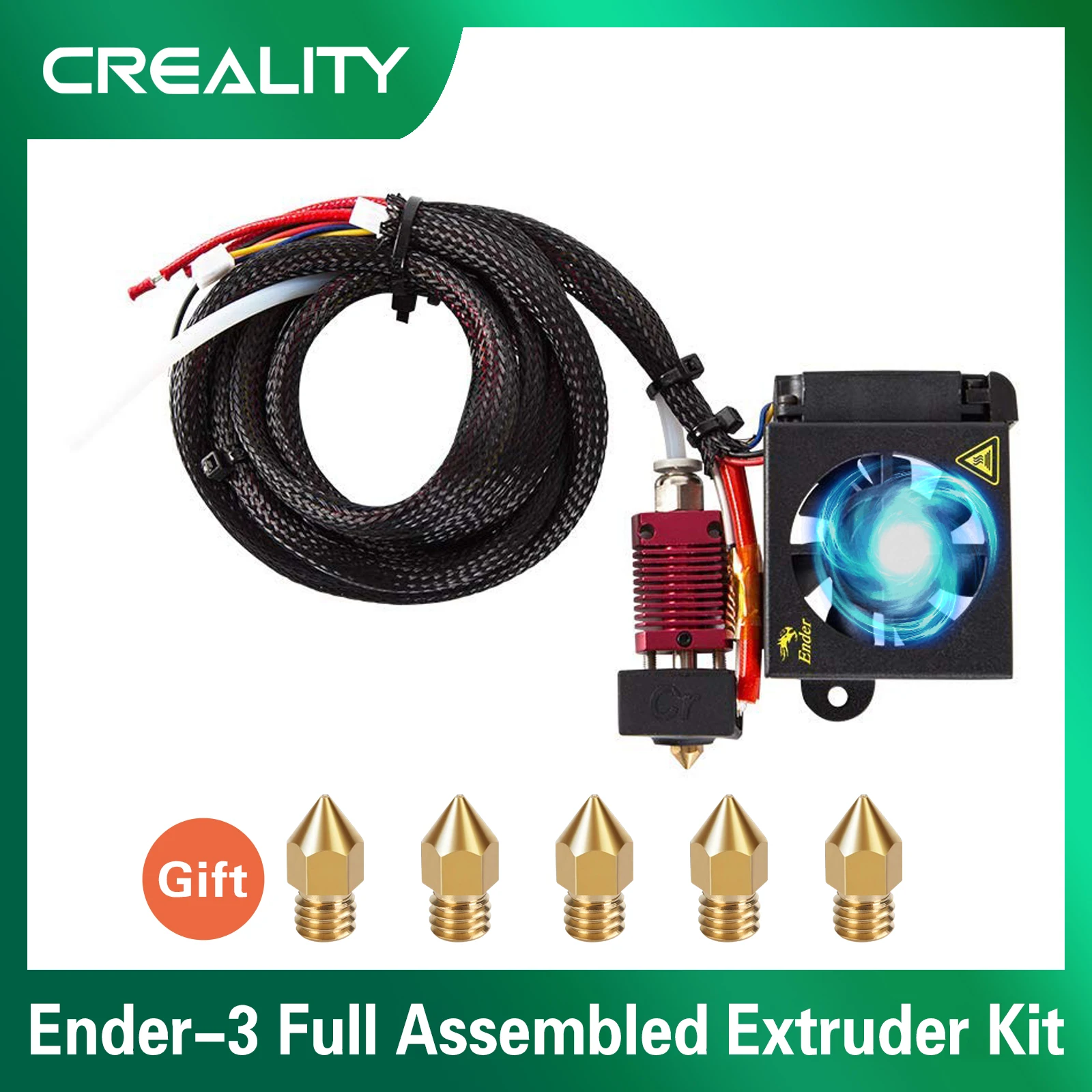 정통 Creality Ender 3 조립 된 압출기 핫 엔드 키트 24V 40W 5 PCS 0.4mm MK8 노즐 3D 프린터 부품