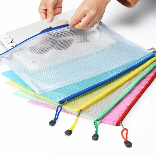 Bolsa impermeable con cremallera para documentos, carpeta transparente de PVC A4, bolsillos para documentos, carpetas de productos para oficina y escuela, 5 unidades por lote