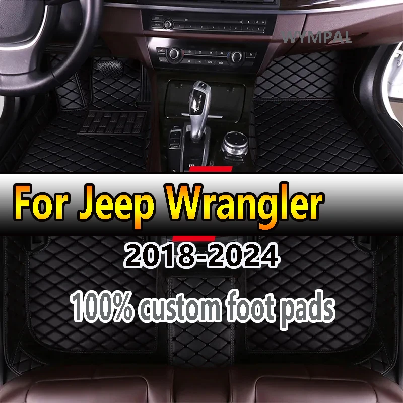 Car Floor Mats For Jeep Wrangler Four Doors 2018 2019 2020 2021 2022 2023 2024 Custom Auto Carpet Cover Interior Accessories