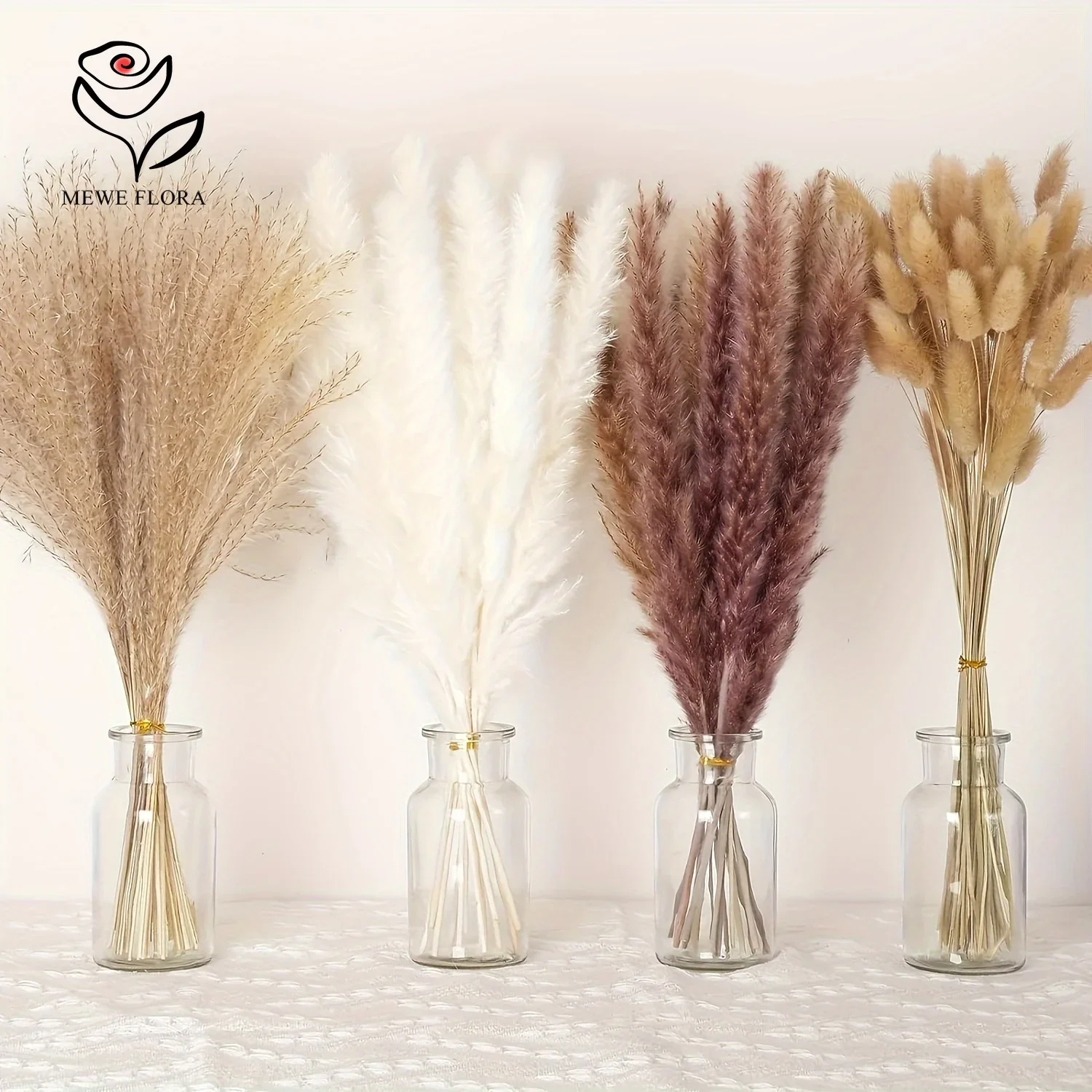 200Pcs dry Pampas Bunny Tails Grass Big Bundle Flowers Bouquet vaso Decor canna naturale per matrimonio Boho Home Party Decoration