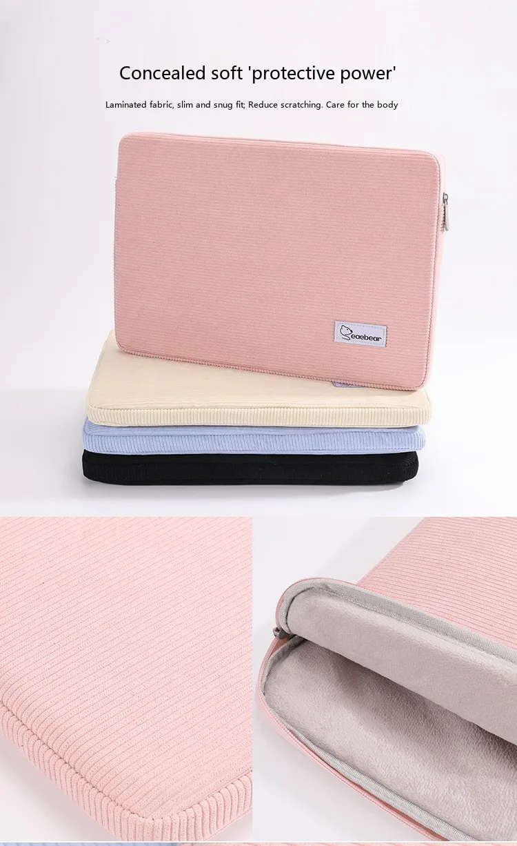 Corduroy-Laptop-Hülle 11-15,6 Zoll Retro-Schutztasche für Notebook und Tablet – Detail 7