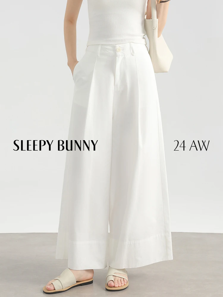 

High Waist Wide Leg Pants Elastic Waist Cropped Trousers Women Summer Loose Casual Bottoms Slimming Tall Look Patchwork Outfit