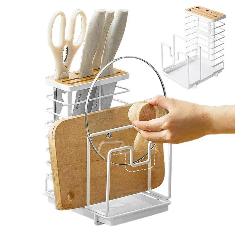 

Multifunction Kitchen Knife Stand Holder Storage Cutting Board Organizer Cutlery Box Knife Pot Cover Stand Cutlery Scissor Holde