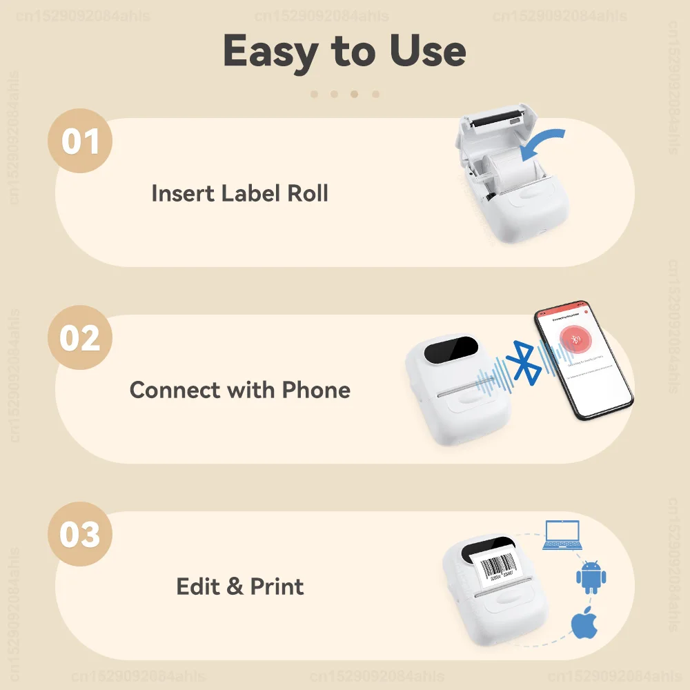 P50 Impressora Portátil Etiqueta, Mini Bluetooth Impressora Etiqueta Térmica, Impressão Inkless, DIY Adesivo, Código de Barras, Código QR