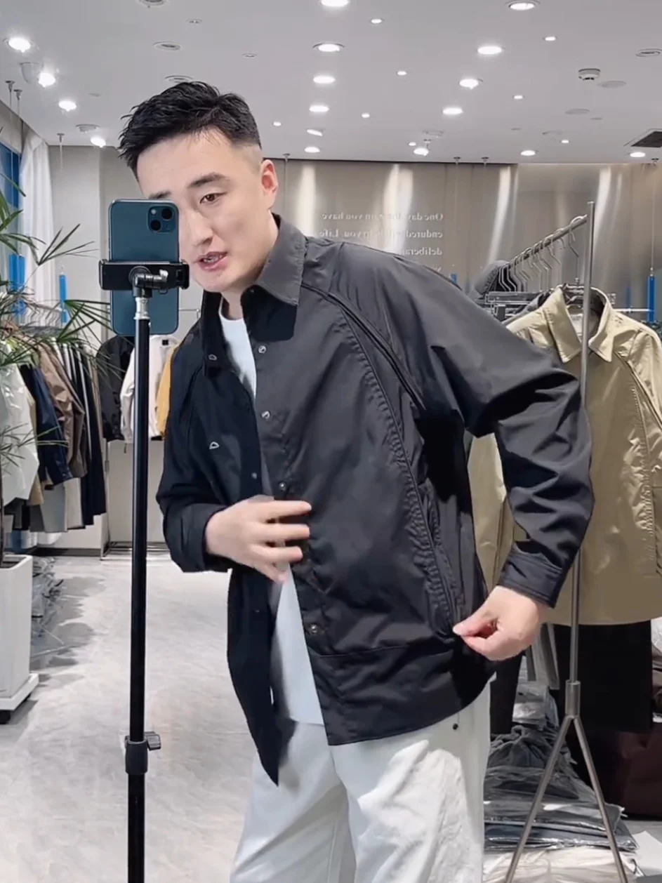 Men's Casual Fashionable Shirt Jacket Spring Summer New Style Shoulder Insert Design Simple Match All High-End Sensation Poly...