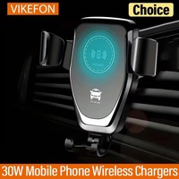VIKEFON 30W Wireless Chargers Fast Car For iPhone 16-12 Pro XS Max XR Samsung Xiaomi Wireless Charging Phone Car Holder Charger